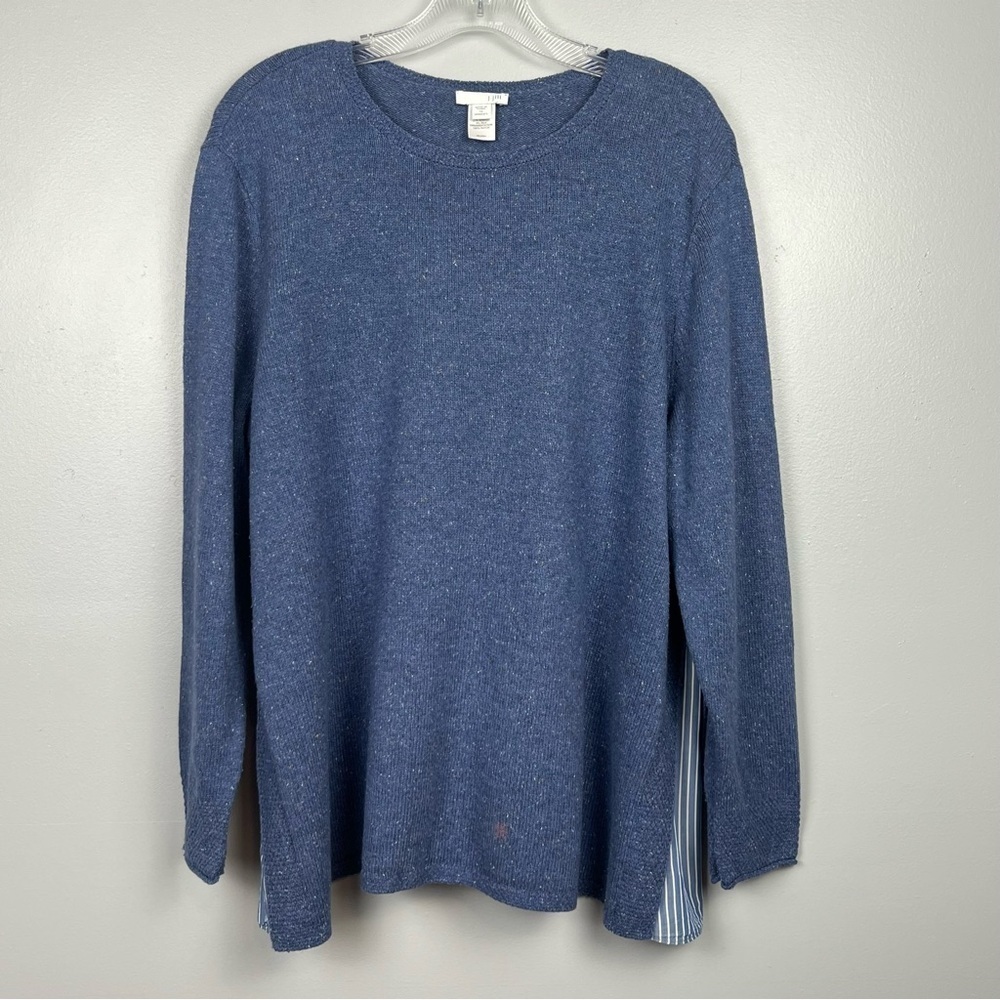 J.Jill blue cotton acrylic silk blend crewneck sweater, size 1X.